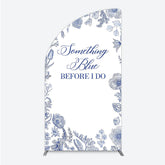 Aperturee - Aperturee Something Blue Before I Do Half Moon Arch Backdrop for Bridal Shower and Bachelorette Elegant Floral Party Decor